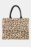 Fame Letter Graphic Leopard Tote Bag - Flyclothing LLC