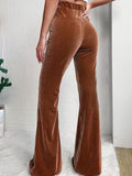 Ribbed High Waist Bootcut Pants - Flyclothing LLC