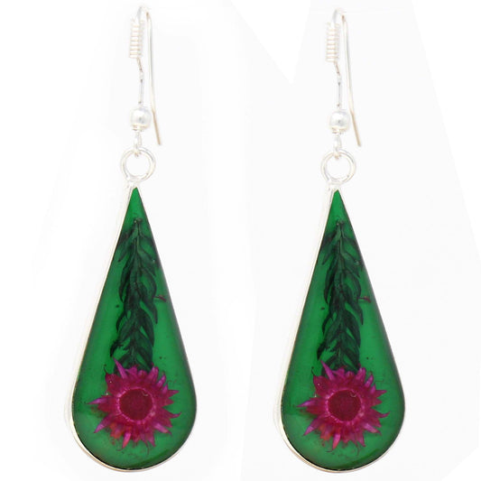 Pink Pressed Flower Teardrop Earrings - Flyclothing LLC