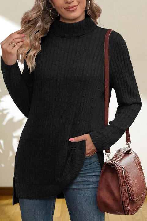 Turtleneck High Low Top - Flyclothing LLC