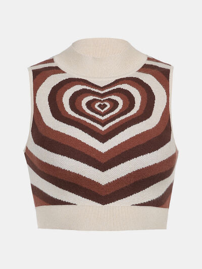 Heart Mock Neck Sweater Vest - Flyclothing LLC