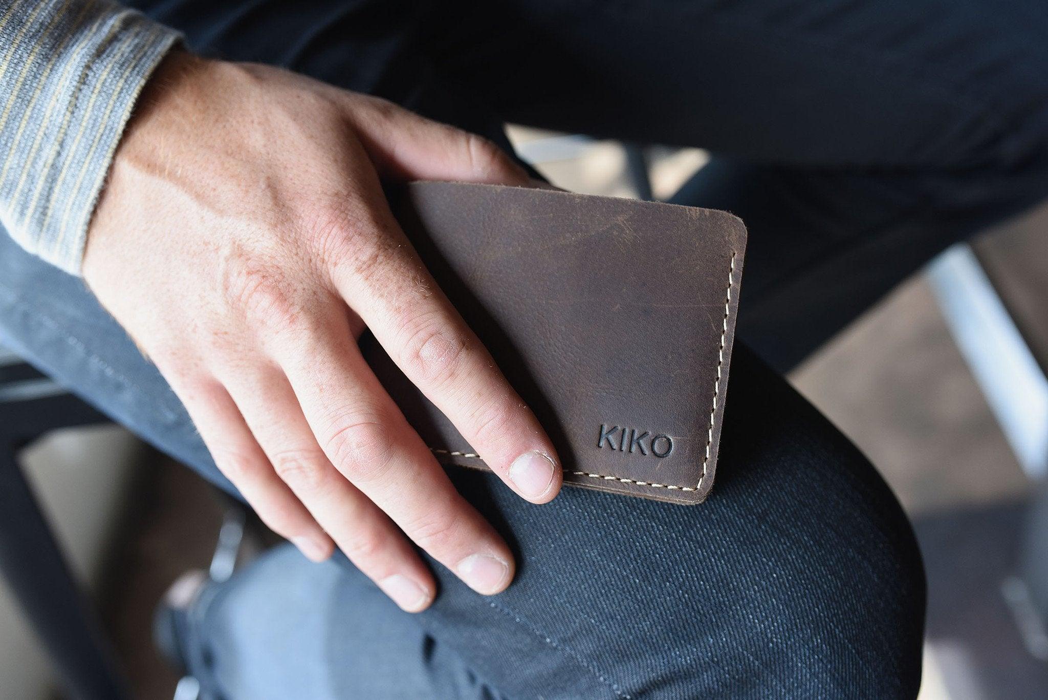 Kiko Leather Trifold Wallet, Black at  Men's Clothing store