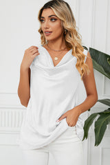 Ruched Cowl Neck Tank - Flyclothing LLC