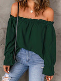 Off-Shoulder Flounce Sleeve Blouse - Trendsi