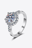 1 Carat Moissanite Rhodium-Plated Halo Ring - Flyclothing LLC