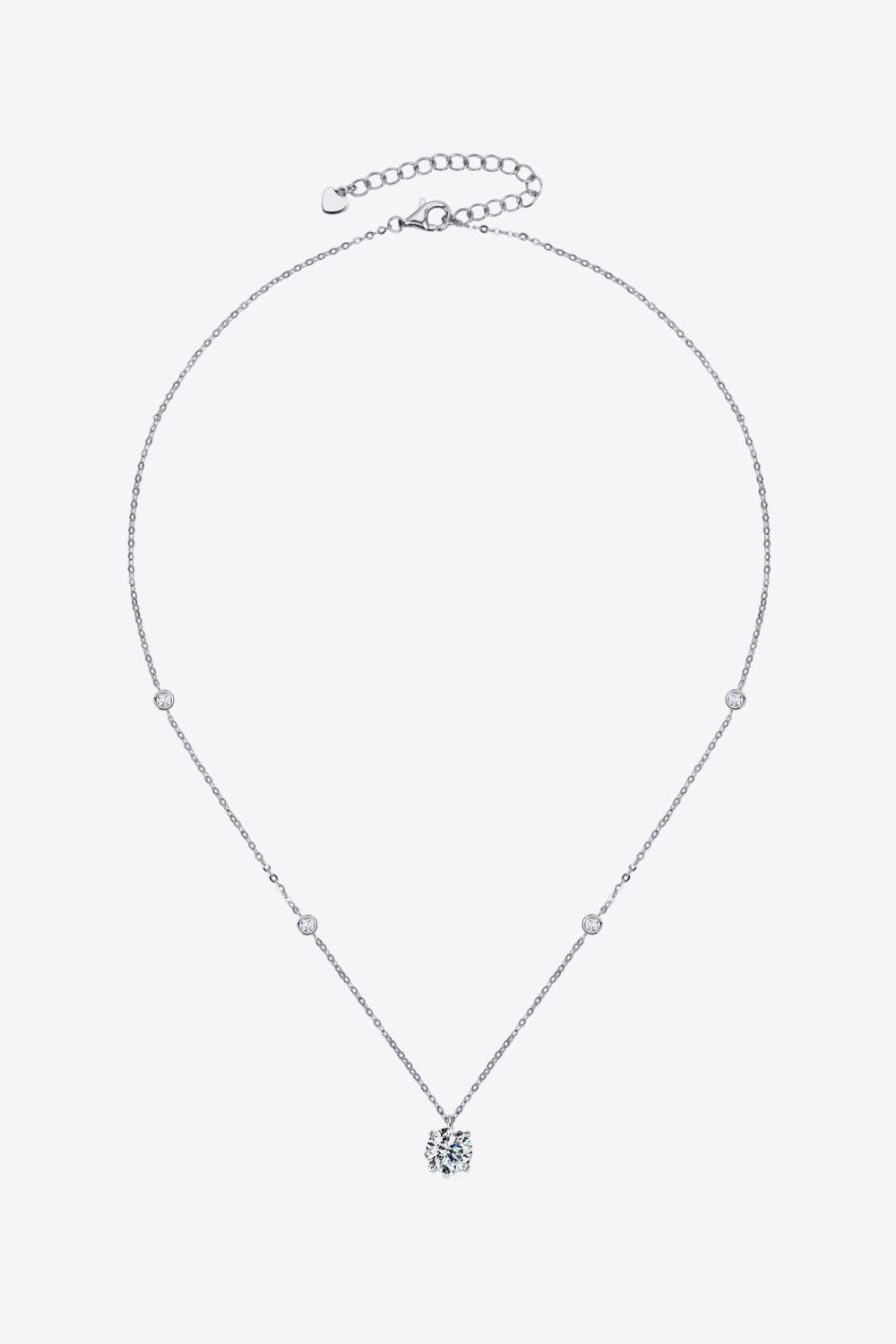 2 Carat Moissanite 4-Prong 925 Sterling Silver Necklace - Flyclothing LLC