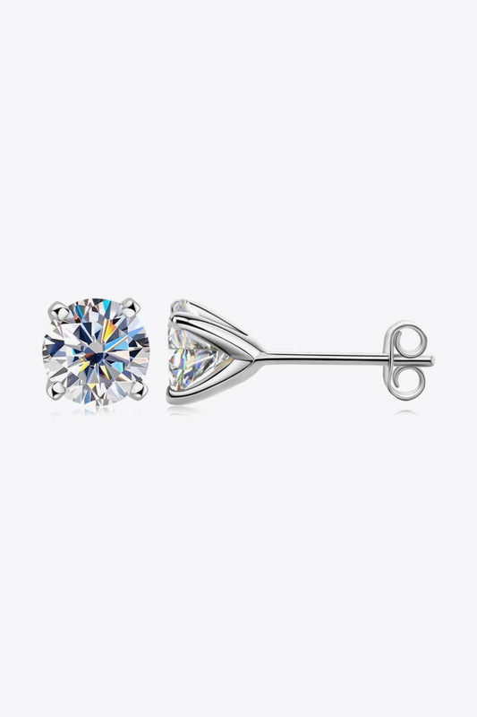 925 Sterling Silver 1 Carat Moissanite 4-Prong Stud Earrings - Flyclothing LLC