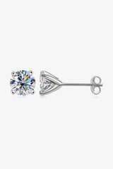 925 Sterling Silver 1 Carat Moissanite 4-Prong Stud Earrings - Trendsi