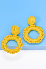 Round Shape Raffia Grass Dangle Earrings - Flyclothing LLC