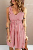 Sleeveless Button Down Mini Dress - Flyclothing LLC