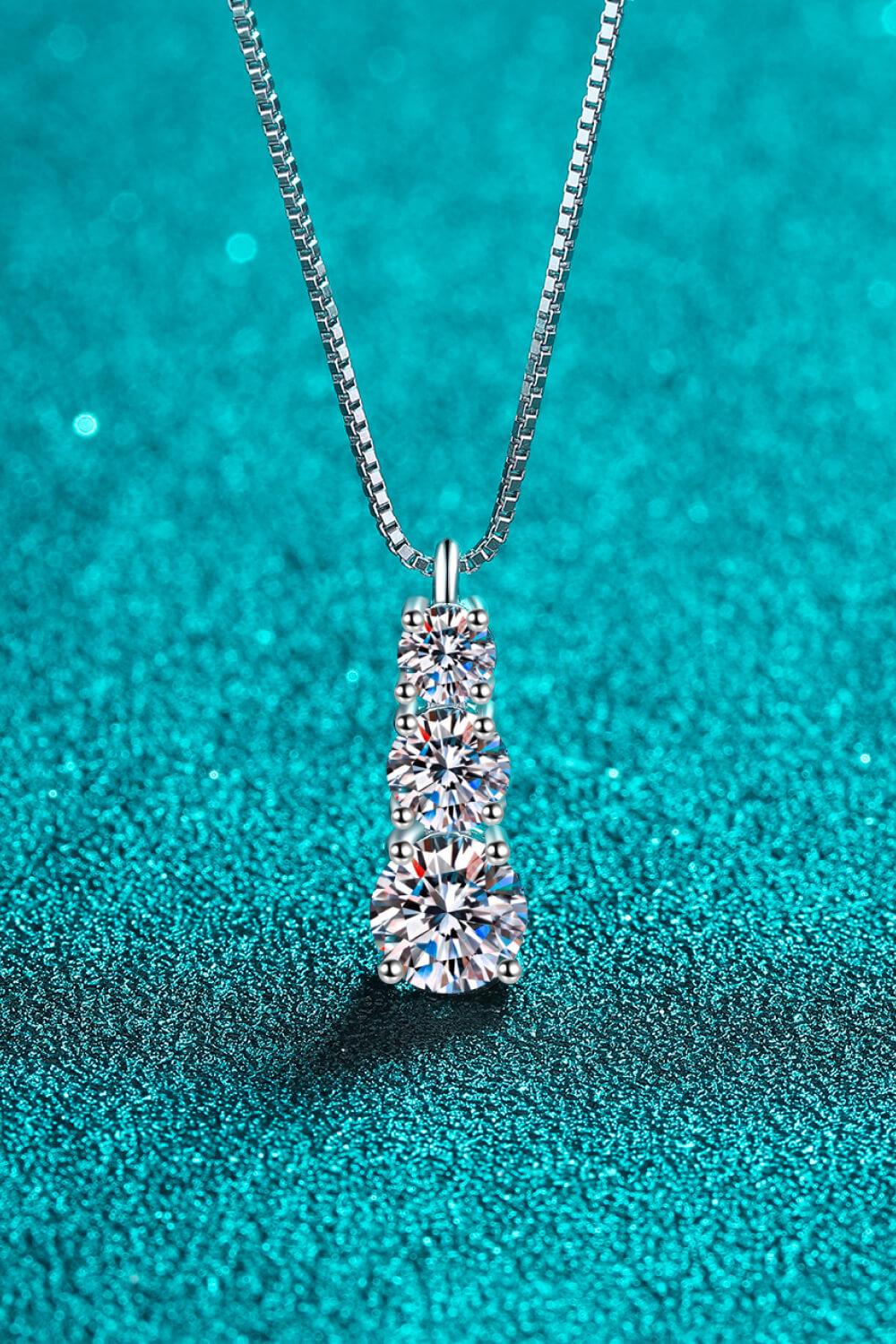 1.8 Carat Moissanite Triple-Pendant Necklace - Flyclothing LLC