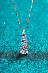 1.8 Carat Moissanite Triple-Pendant Necklace - Trendsi