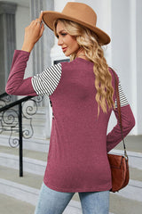 Leopard Striped Round Neck T-Shirt - Flyclothing LLC