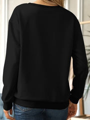 Round Neck Dropped Shoulder Sweatshirt - Trendsi