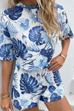 Printed Half Sleeve Top and Shorts Lounge Set - Flyclothing LLC