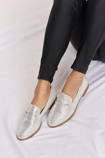 Forever Link Rhinestone Point Toe Loafers - Flyclothing LLC