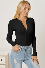 Zip Up Long Sleeve Bodysuit - Flyclothing LLC