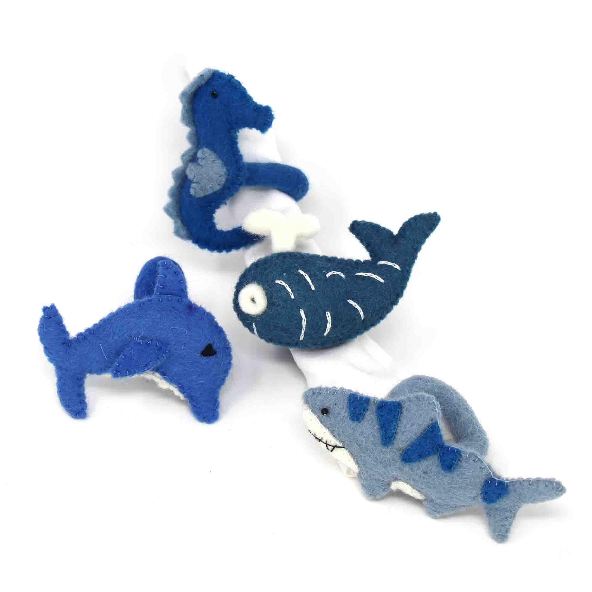 Nautical Shark, Whale & Seahorse Felt Napkin Rings, Set of 4 - Flyclothing LLC