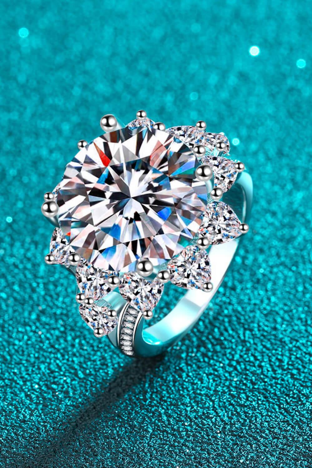 10 Carat Moissanite Flower-Shaped Ring - Trendsi