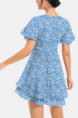 Surplice Neck Flutter Sleeve Dress - Flyclothing LLC