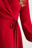 Surplice Tie-Waist Balloon Sleeve Dress - Flyclothing LLC