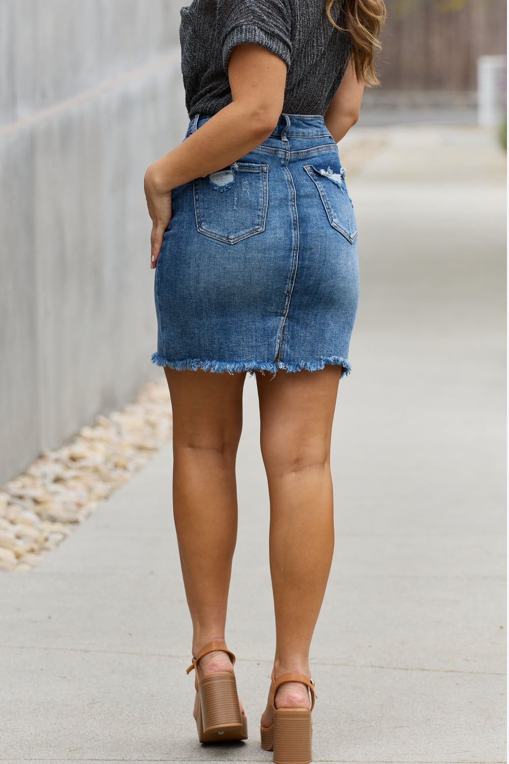 RISEN Amelia Full Size Denim Mini Skirt - Flyclothing LLC