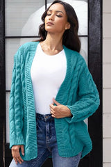 Open Front Cable-Knit Cardigan - Flyclothing LLC