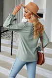 Round Neck Flounce Sleeve Blouse - Trendsi