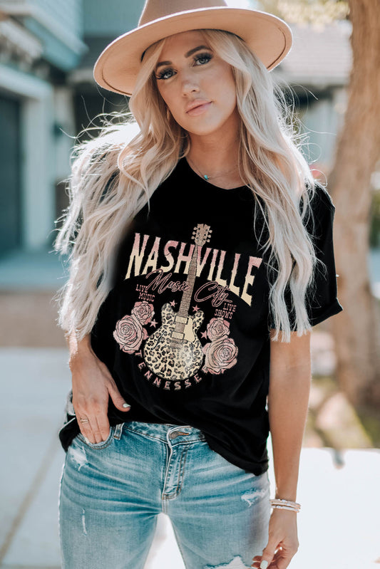 NASHVILLE MUSIC CITY Graphic Tee Shirt - Flyclothing LLC