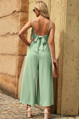 Spaghetti Strap Tied Seam Detail Jumpsuit - Flyclothing LLC