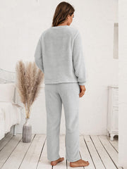 Teddy Long Sleeve Top and Pants Lounge Set - Flyclothing LLC