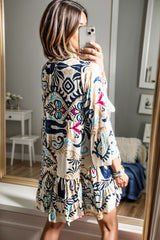 Printed Button Up Mini Dress - Flyclothing LLC