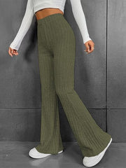 Ribbed High Waist Bootcut Pants - Flyclothing LLC