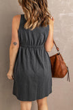 Sleeveless Button Down Mini Dress - Flyclothing LLC