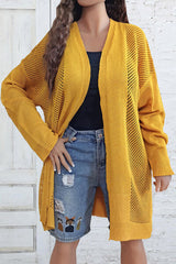 Plus Size Openwork Long Sleeve Open Front Cardigan - Flyclothing LLC