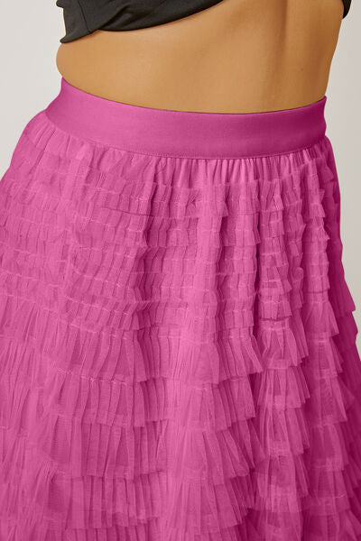 Ruched High Waist Tiered Skirt - Flyclothing LLC