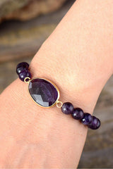 Handmade Amethyst Beaded Bracelet - Flyclothing LLC