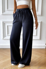 Drawstring Wide Leg Pants with Pocketed - Flyclothing LLC