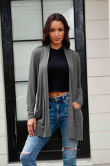 Basic Bae Full Size Open Front Long Sleeve Cardigan with Pockets - Flyclothing LLC