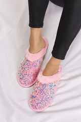 Forever Link Sequin Plush Round Toe Slippers - Flyclothing LLC