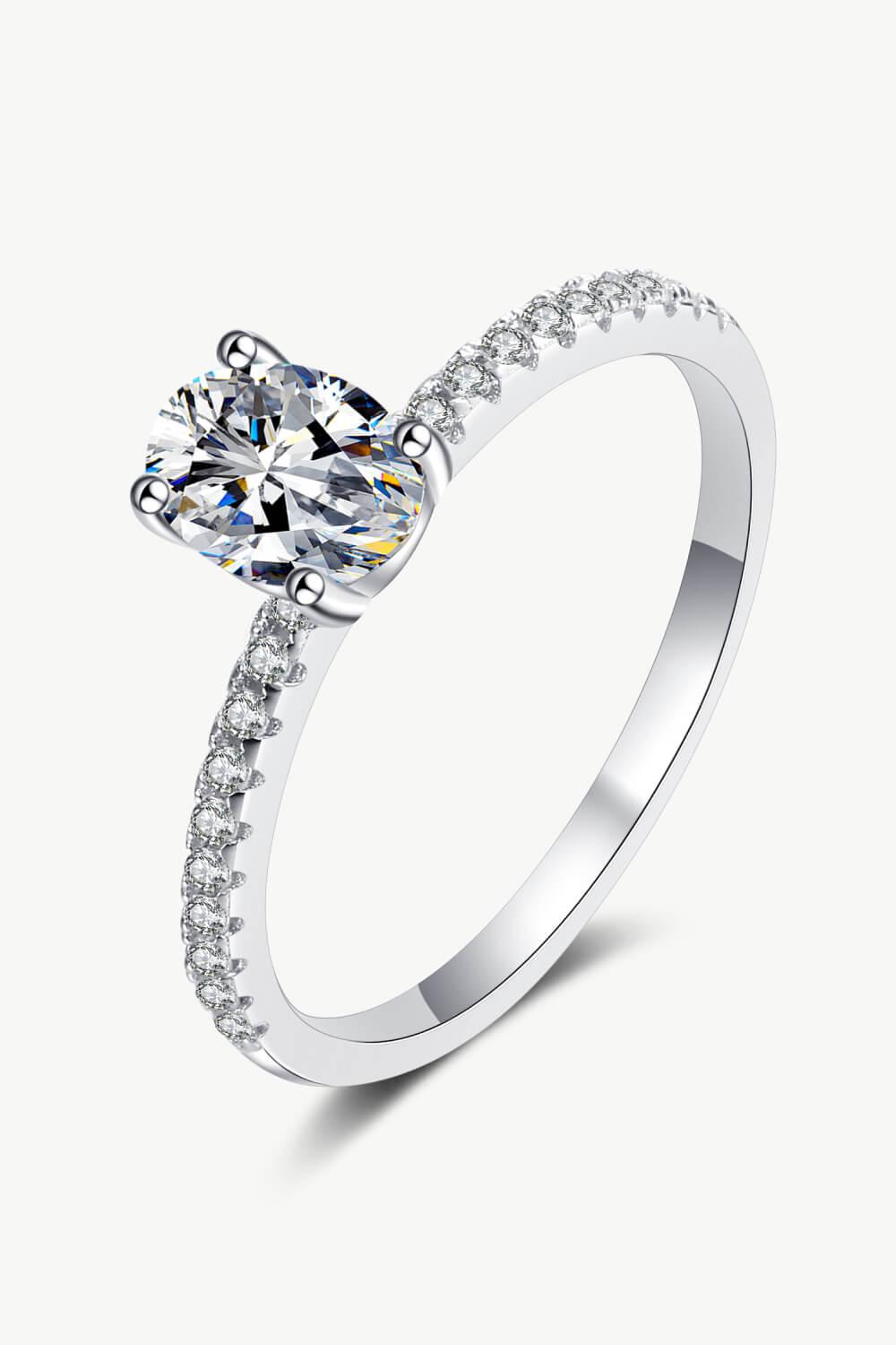 925 Sterling Silver Inlaid 1 Carat Moissanite Ring - Flyclothing LLC