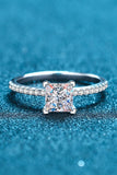 Rhodium-Plated 2 Carat Moissanite Four-Prong Ring - Flyclothing LLC