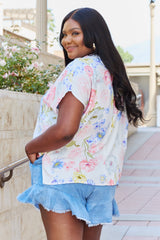 White Birch One And Only Full Size Short Sleve Floral Print Top - Flyclothing LLC