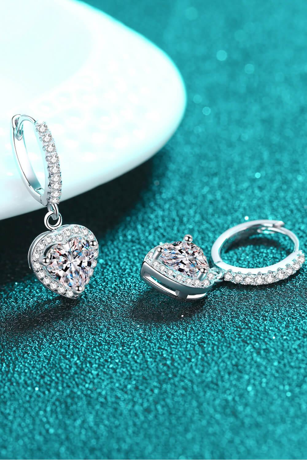 2 Carat Moissanite Heart-Shaped Drop Earrings - Flyclothing LLC