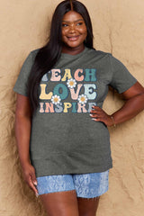 Simply Love Full Size TEACH LOVE INSPIRE Graphic Cotton T-Shirt - Flyclothing LLC