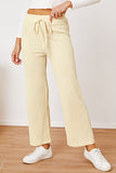 Textured Elastic Waist Straight Pants - Flyclothing LLC