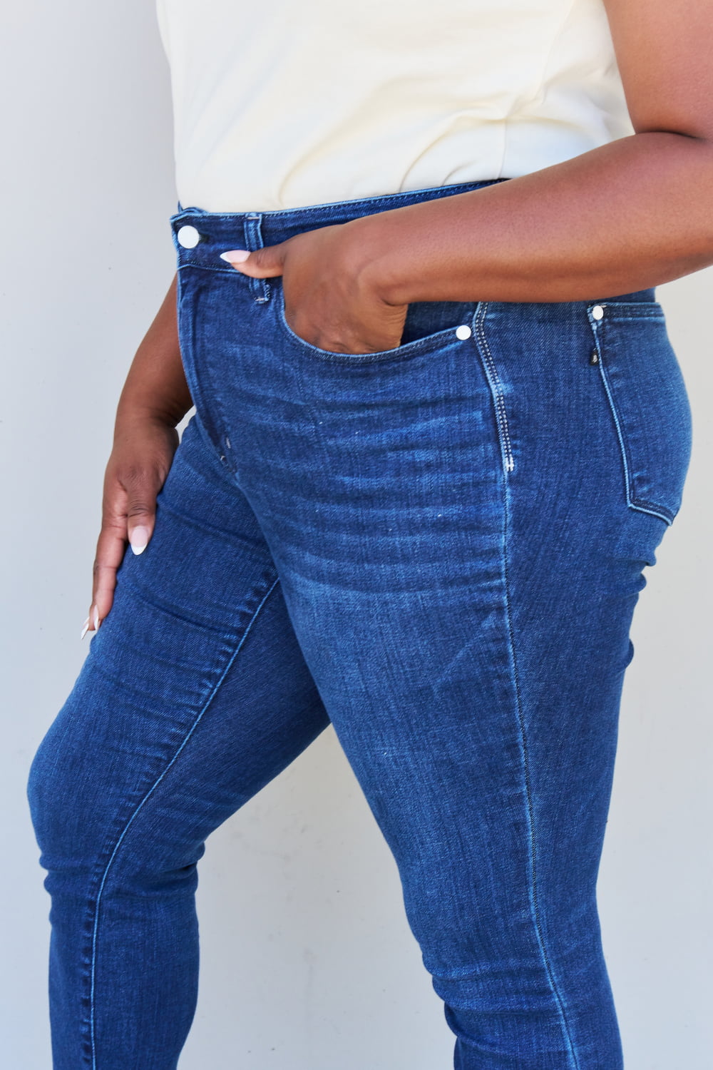 Skinny Judy Marie Blue – Rise LLC Ankle Full Mid Detail Size Flyclothing Crinkle Jeans