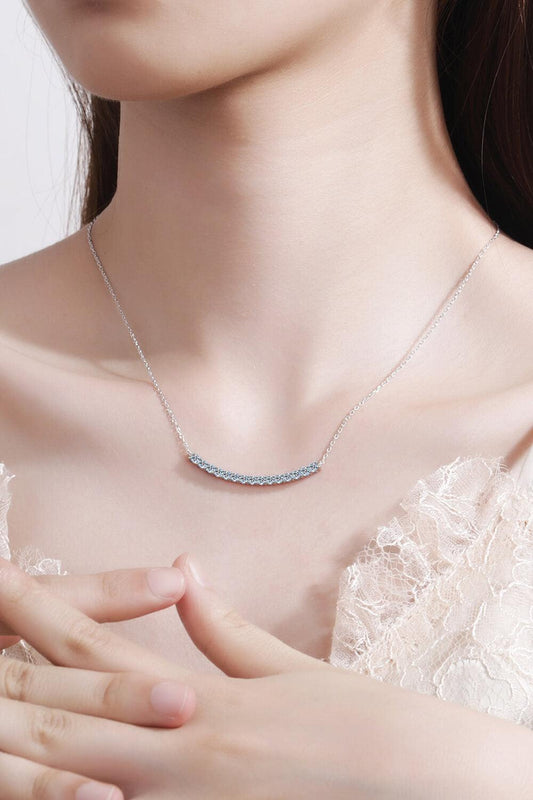 Sterling Silver Curved Bar Necklace - Flyclothing LLC