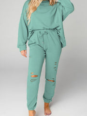 Distressed Sweatshirt and Joggers Set - Flyclothing LLC