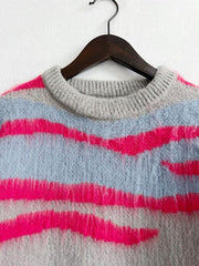 Color Block Round Neck Sweater - Trendsi